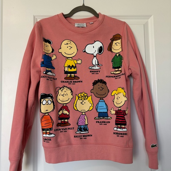 Lacoste x Peanuts Collaboration Characters Pink Sweatshirt Size 38 - Picture 2 of 4